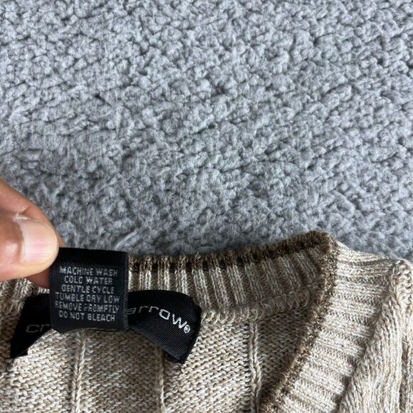 Vintage Croft & Barrow Sweater Mens Medium Beige Striped USA‎ Grandpa Grunge 90s - Picture 8 of 15